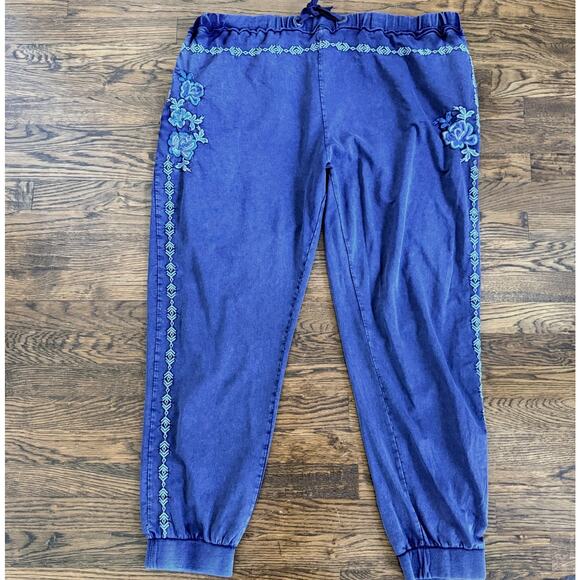 Sundance Faded Fields Floral Embroidered Joggers XXL Boho Cottagecore Floral - Picture 2 of 7